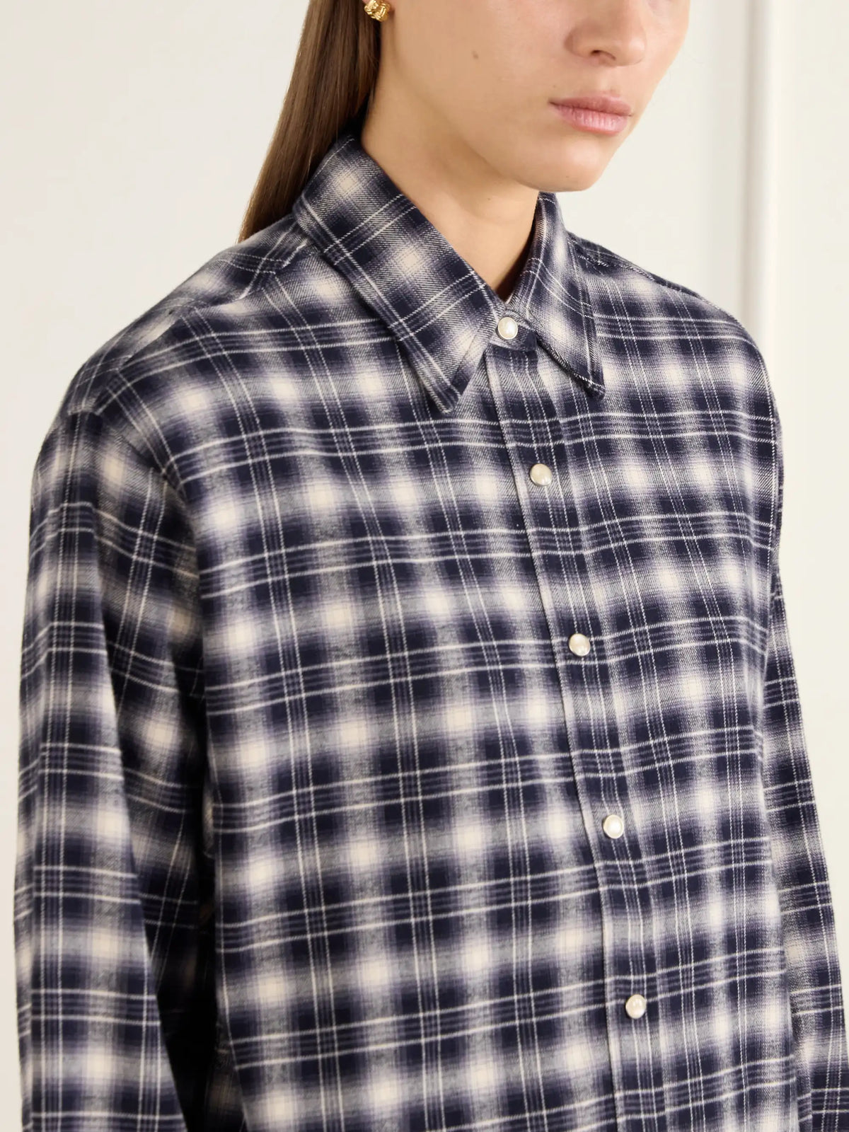 Still Here Noon Checked Cotton-blend Plaid Shirt