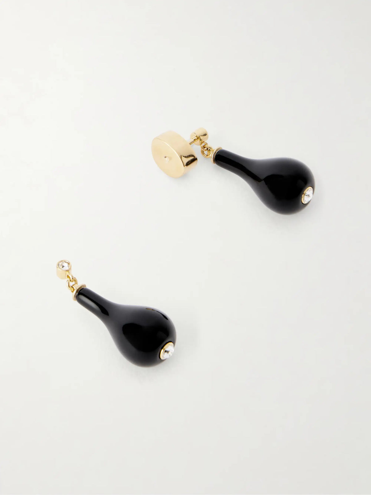 Gold-plated, Onyx And Swarovski Crystal Earrings