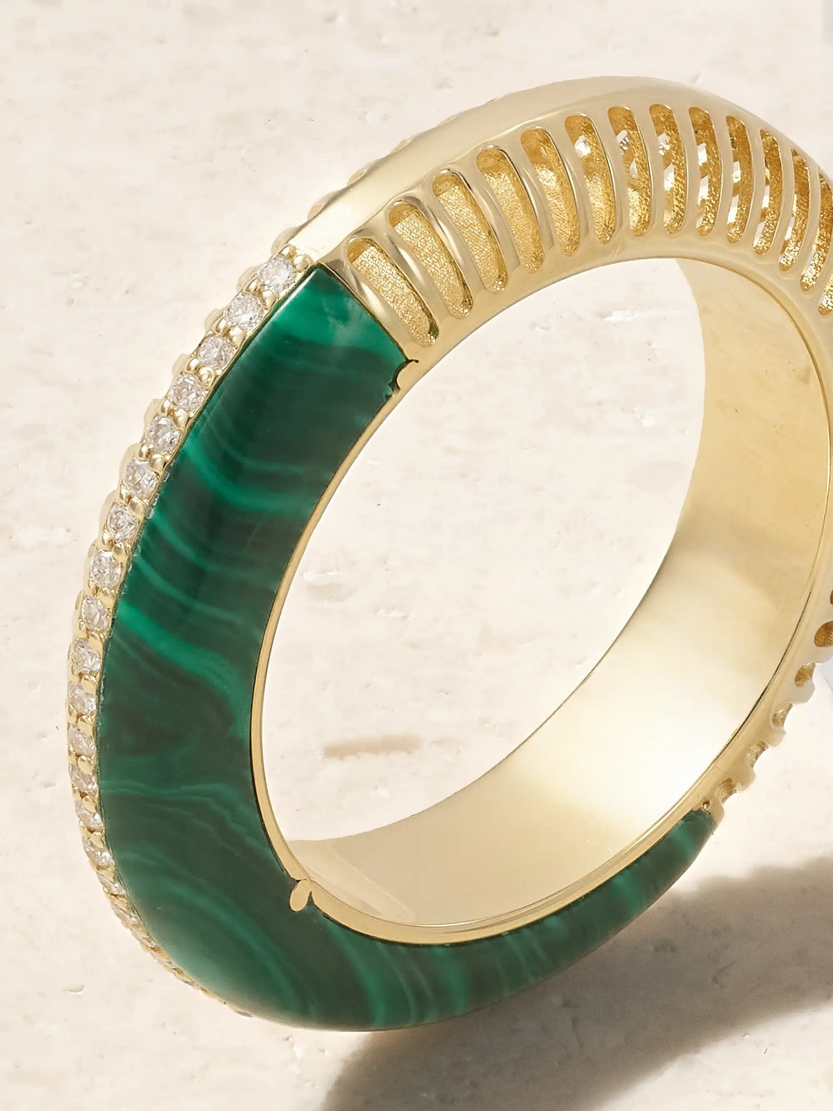 Bombay Ray 18-karat Gold, Malachite And Diamond Ring