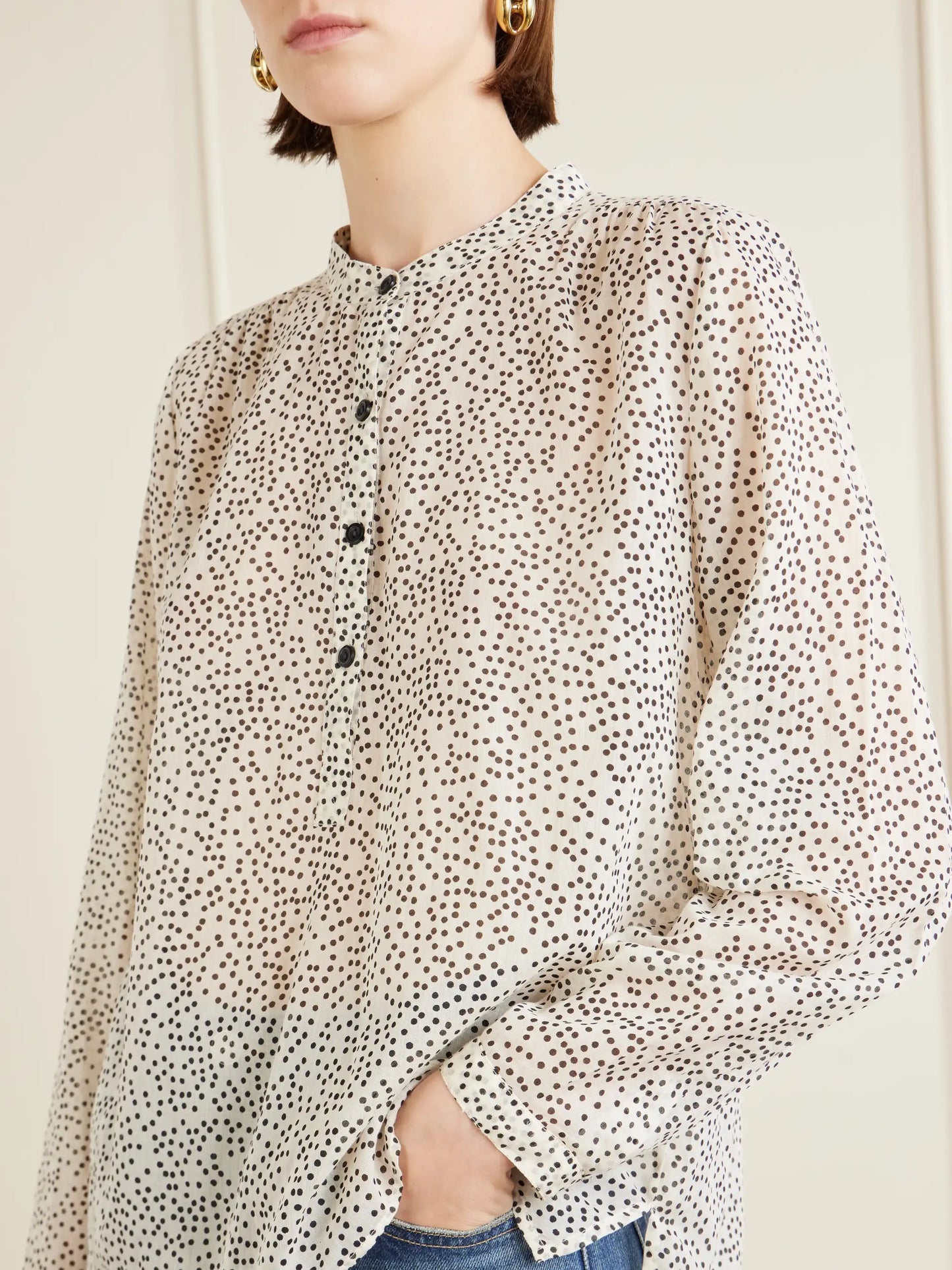 Maria Polka-dot Organic Cotton-voile Blouse