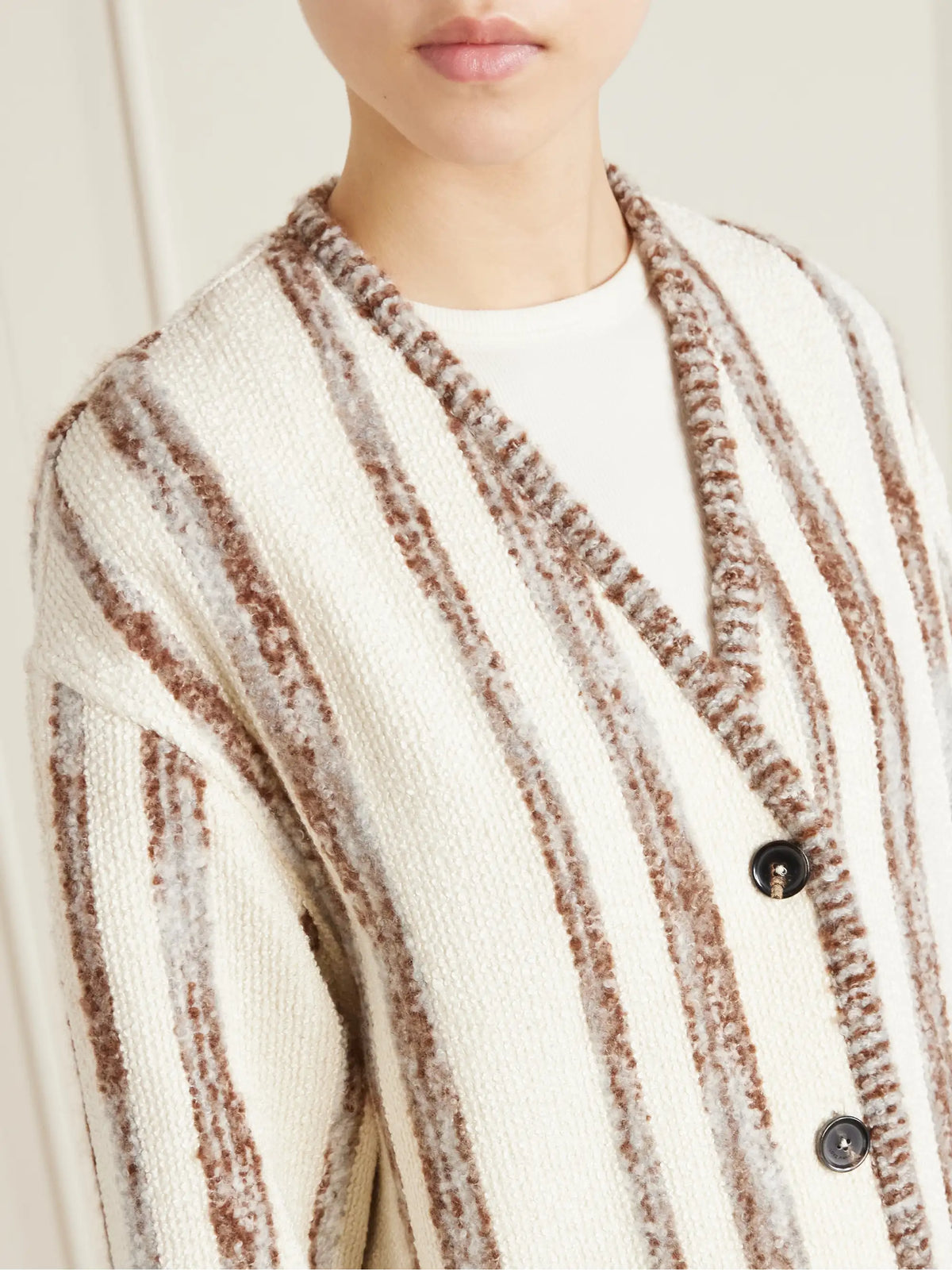 Loro Piana Wave Guava Striped Bouclé Jacket