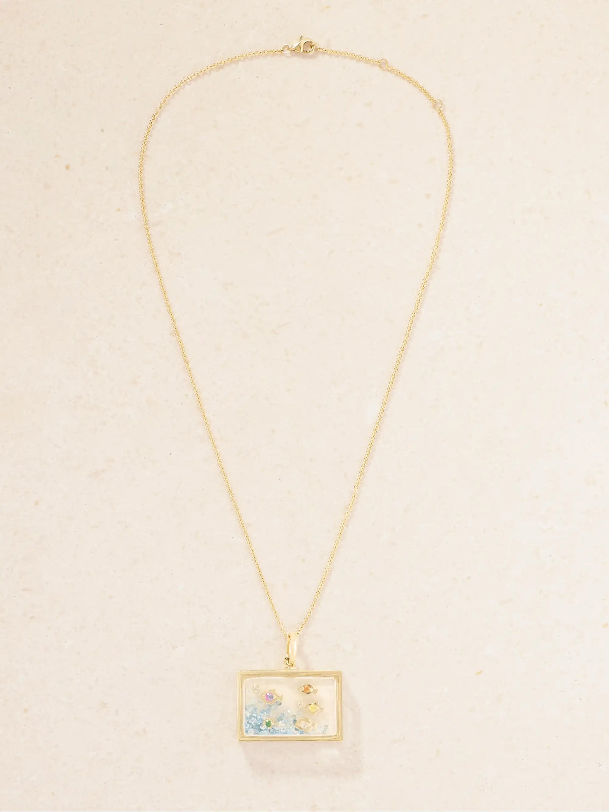 Aquarium 9-karat Gold Multi-stone Necklace