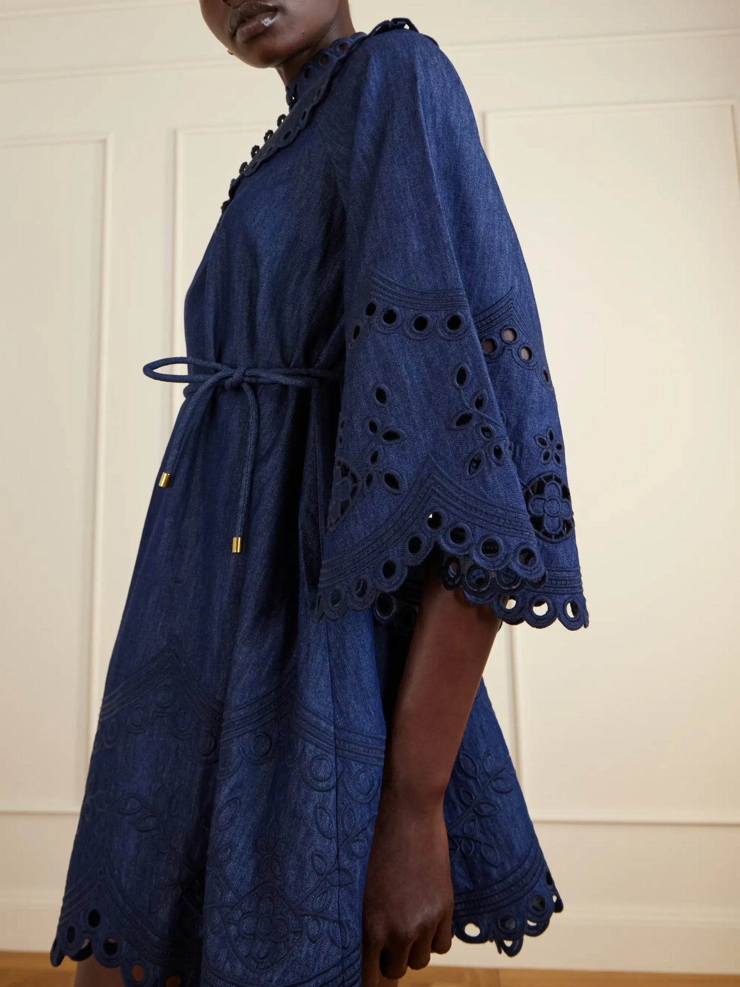 Mahon Broderie Anglaise Denim Mini Dress