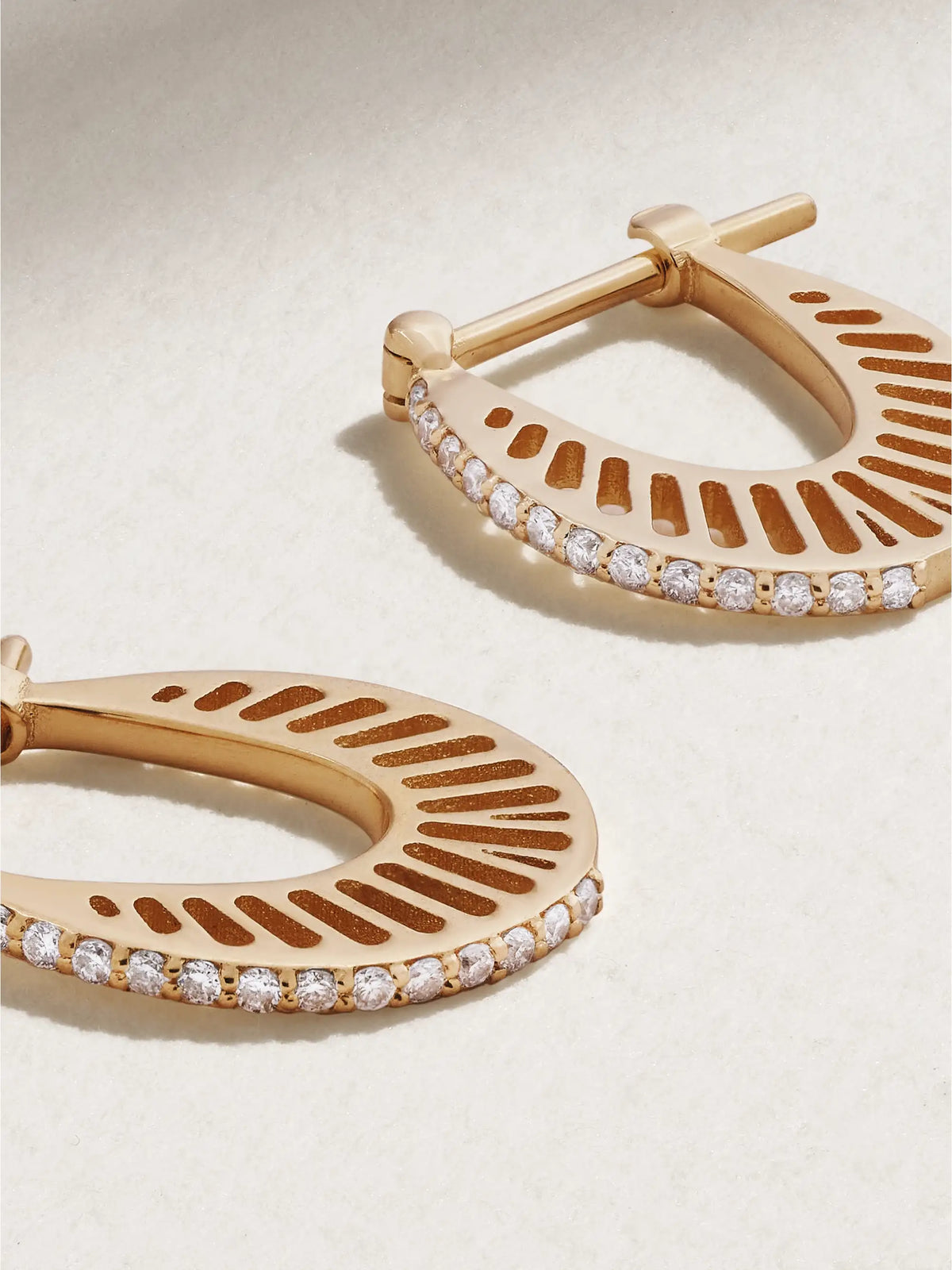 Flat Ray Small 18-karat Gold Diamond Hoop Earrings