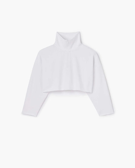 Core Fleece Cropped Half Zip (White)