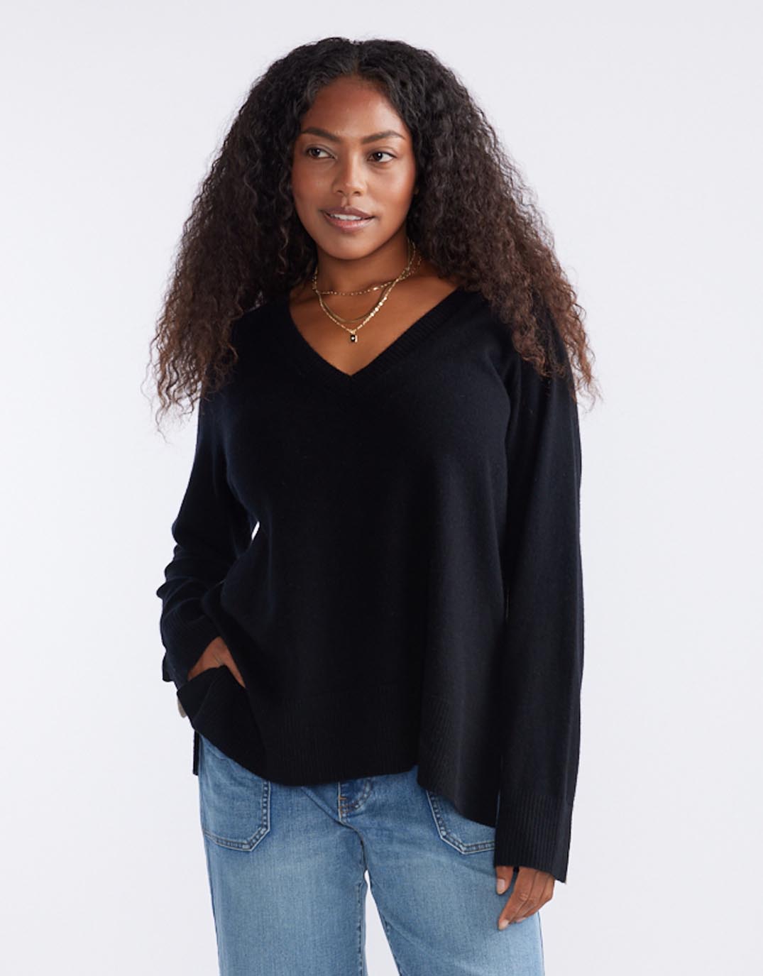 White & Co. Atelier Wool Cashmere Knit (Black)