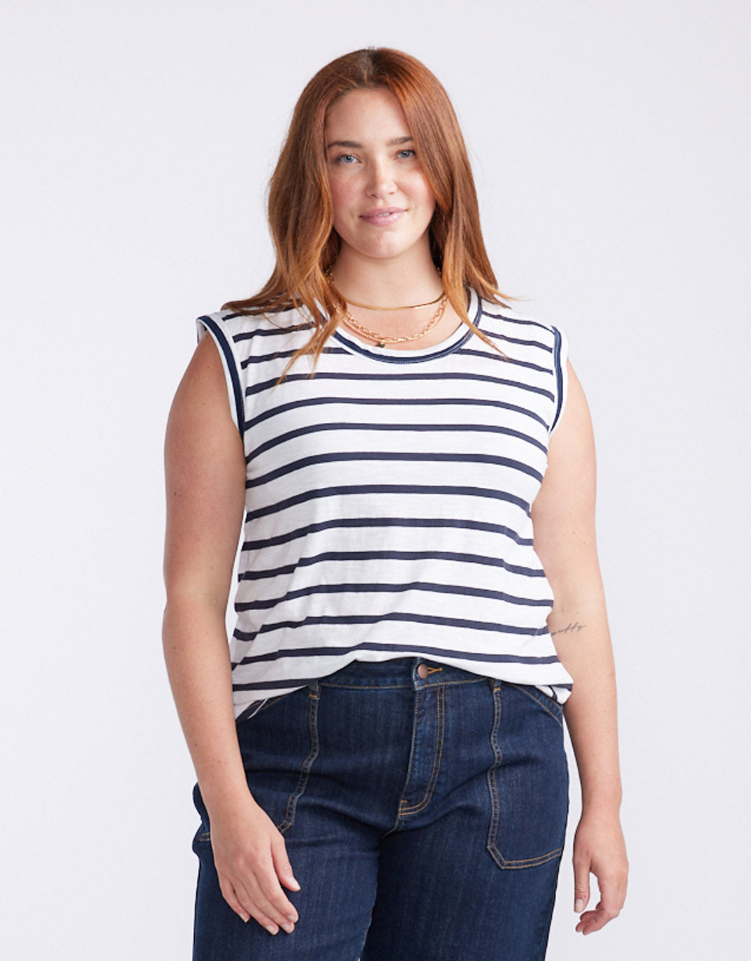 White & Co. Cali Tank Top (Navy/White Stripe)