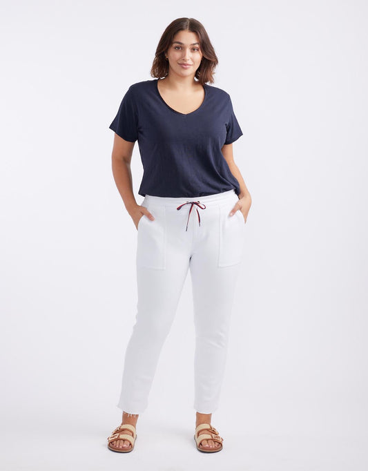 Cara Raw Hem Denim Jogger - (White)