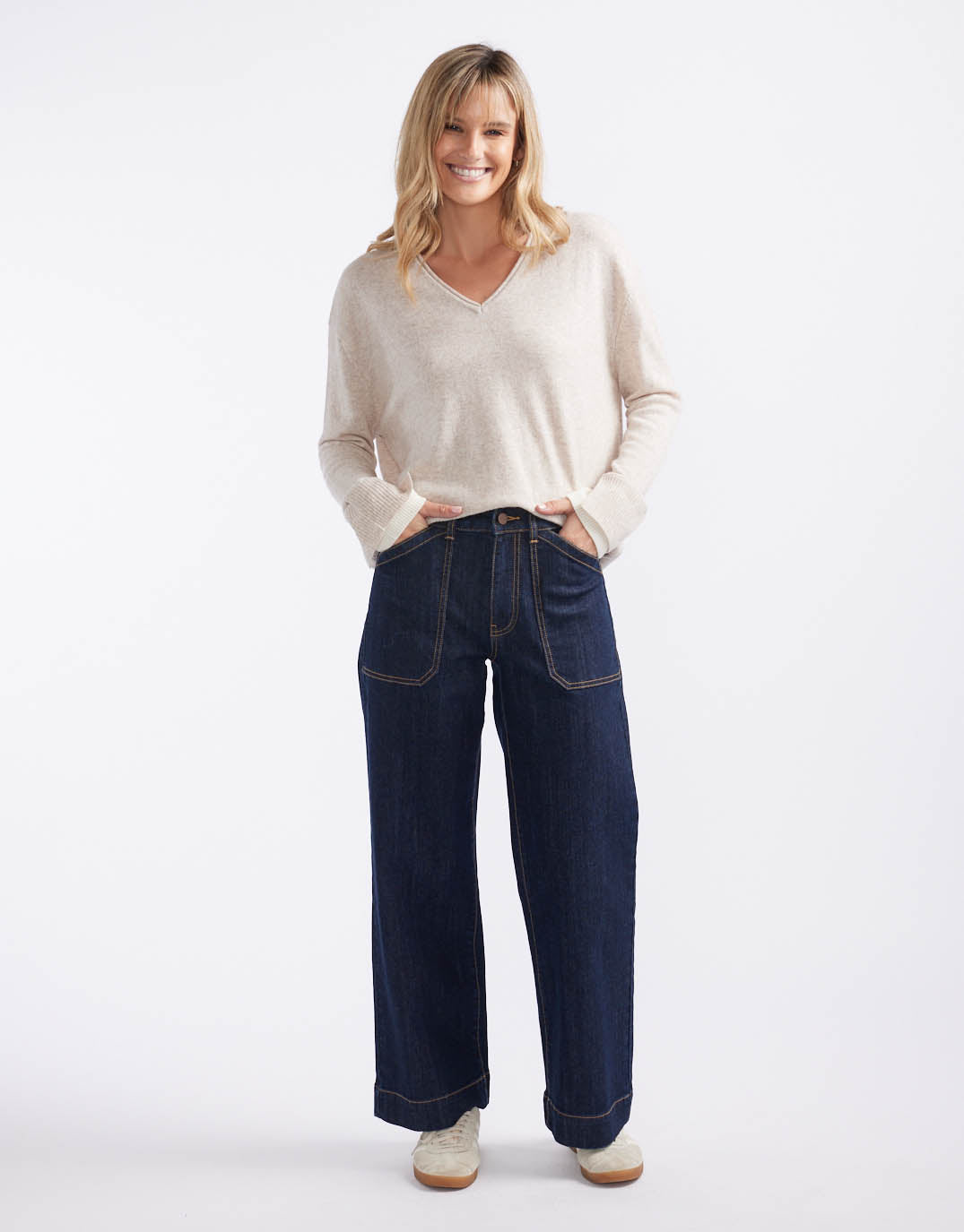 White & Co. Catalina Wide Leg Jeans (Indigo)