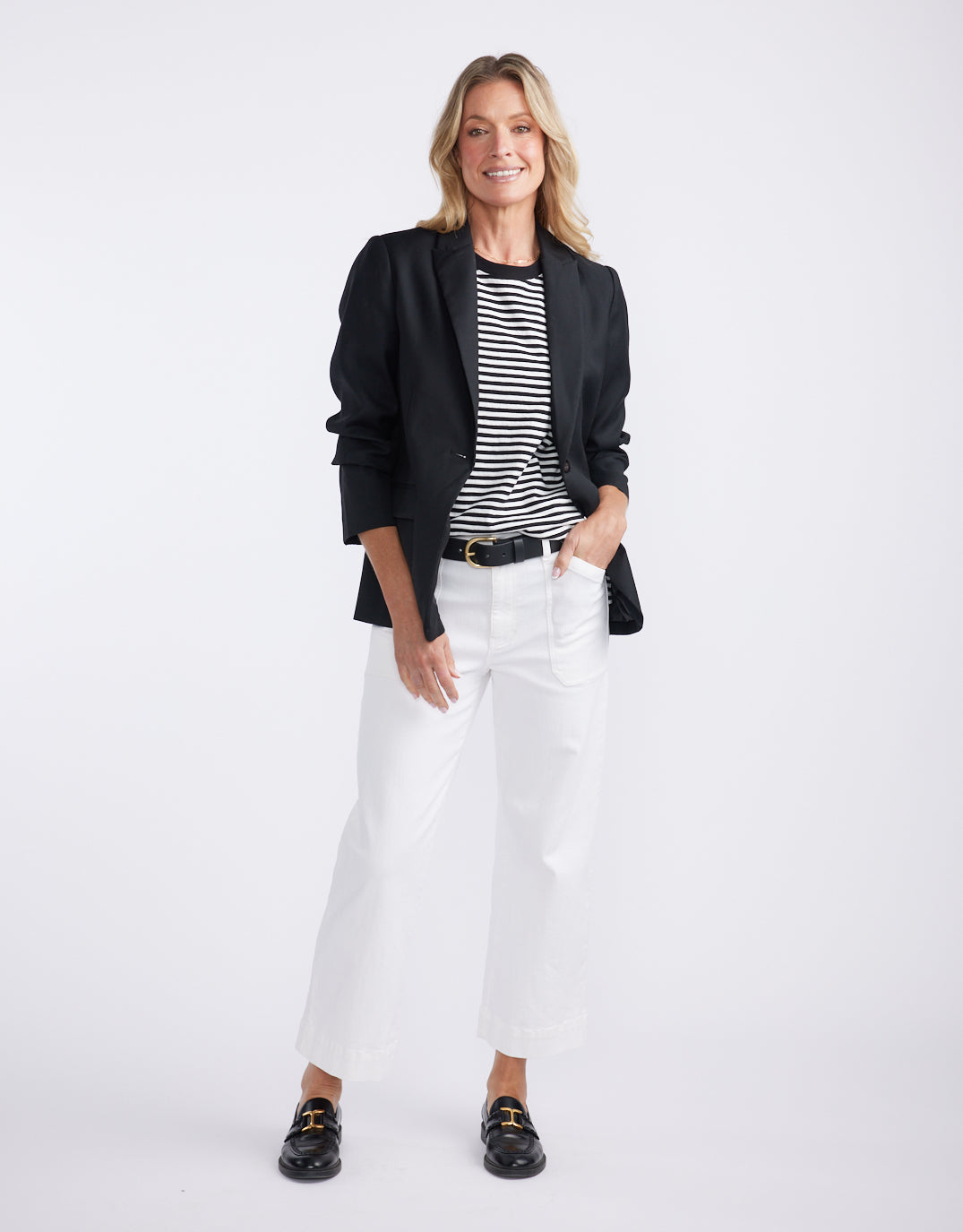 White & Co. Catalina Cropped Wide Leg Jeans (White)