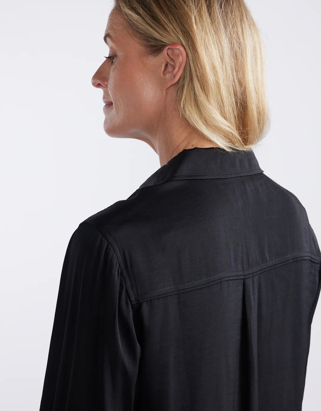 White & Co. Charlize Drape Shirt (Black)