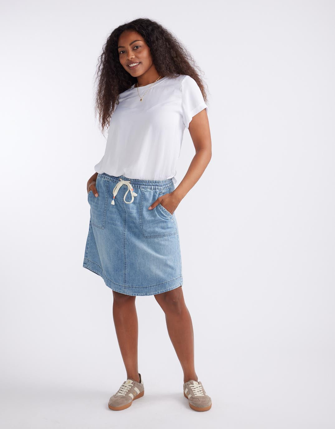 White & Co. Coco Denim Skirt (Mid Wash)