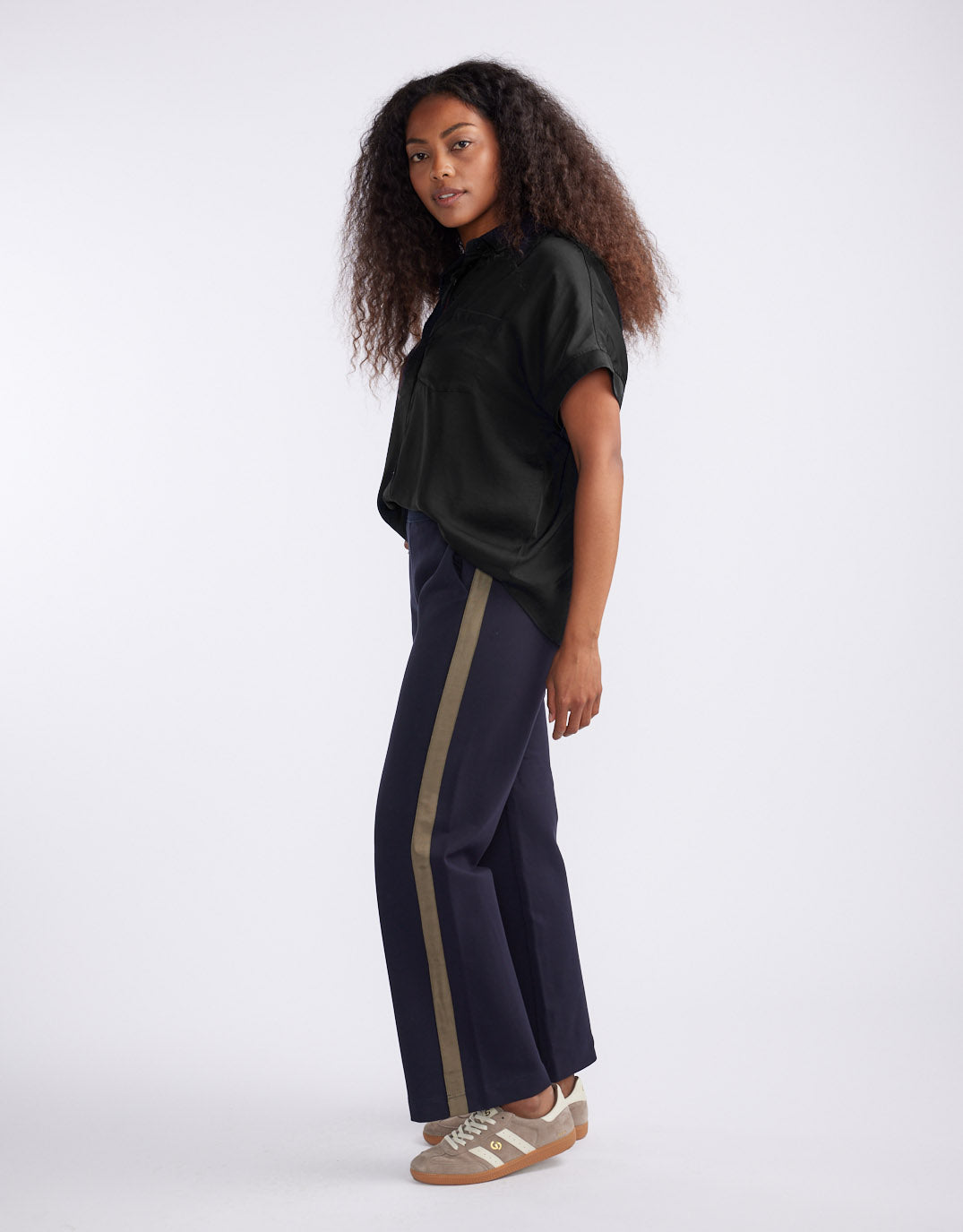 White & Co. Effortless Drape Shirt (Black)