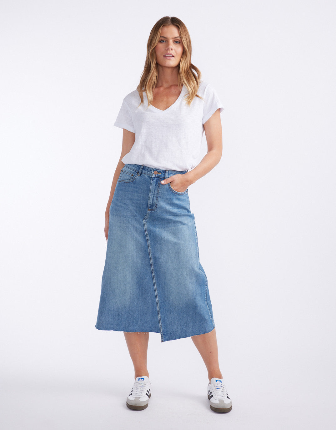 Elka Denim Skirt - (Mid Wash)