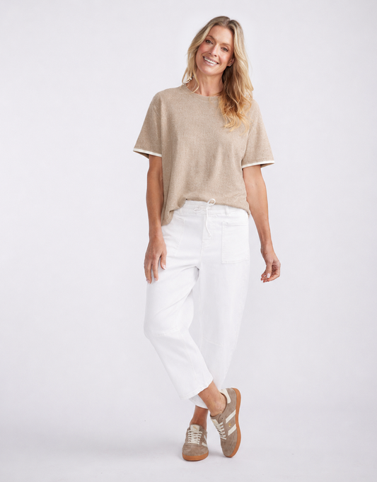 White & Co. Frenchie Cotton Cashmere Tee (Latte)
