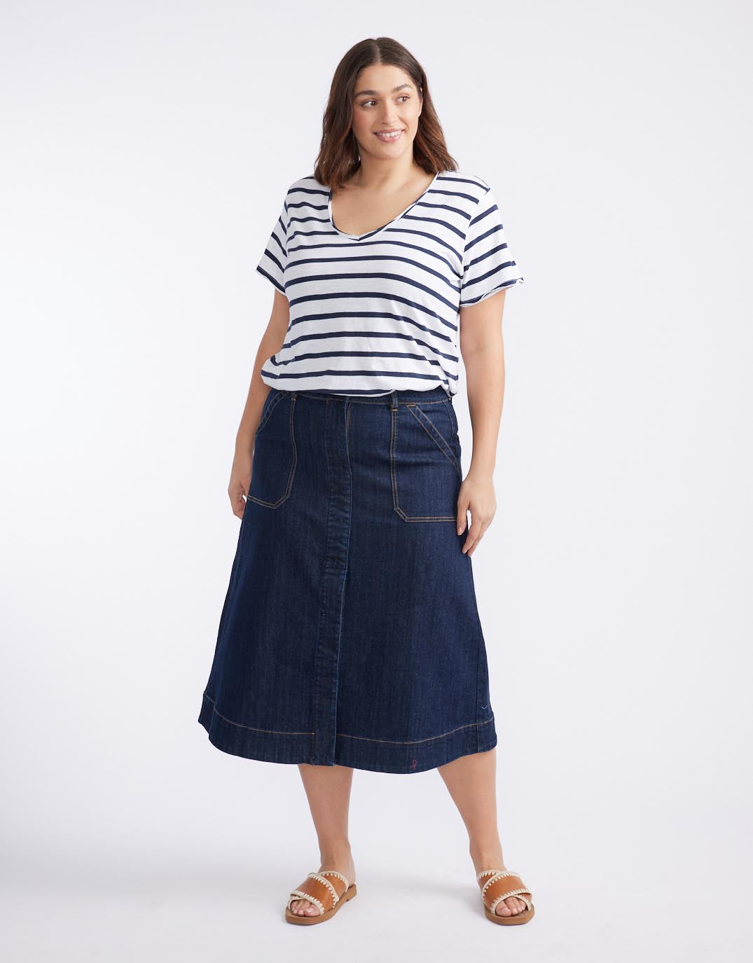 White & Co. Catalina Midi Skirt (Indigo)