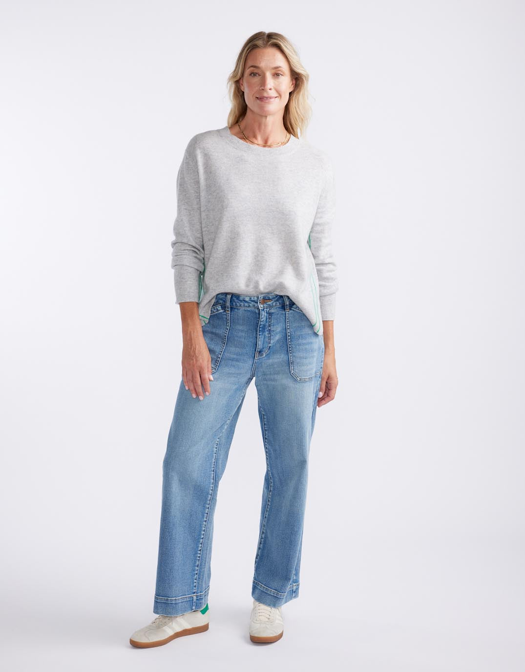 White & Co. Riviera Wool Cashmere Knit (Grey Marle)