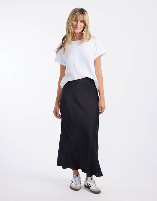 Rosette Satin Skirt - (Black)