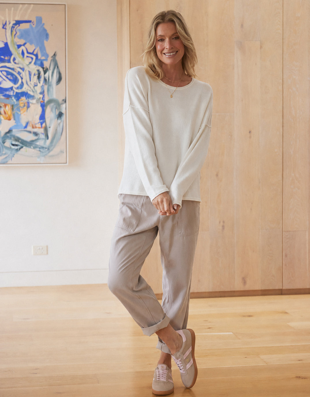 White & Co. Sorrento Raw Edge Knit (White)