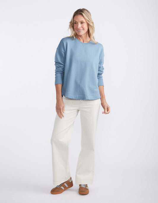 White & Co. Staple Scoop Hem Sweat (Denim)
