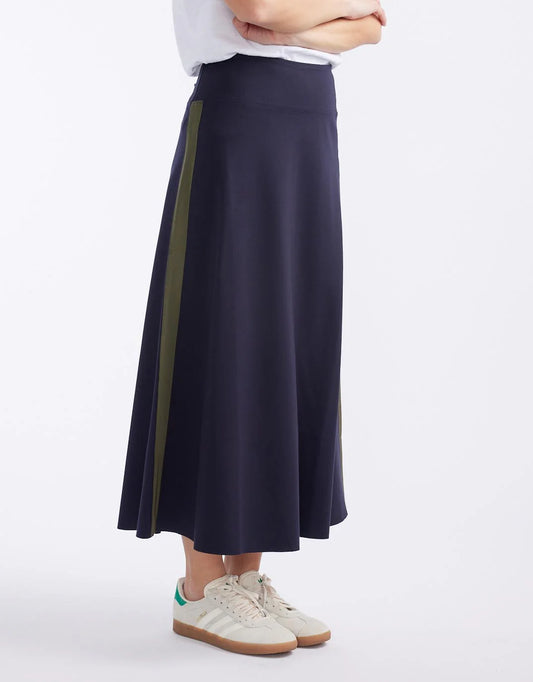 White & Co. Timeless Ponte Midi Skirt (Navy/Khaki)