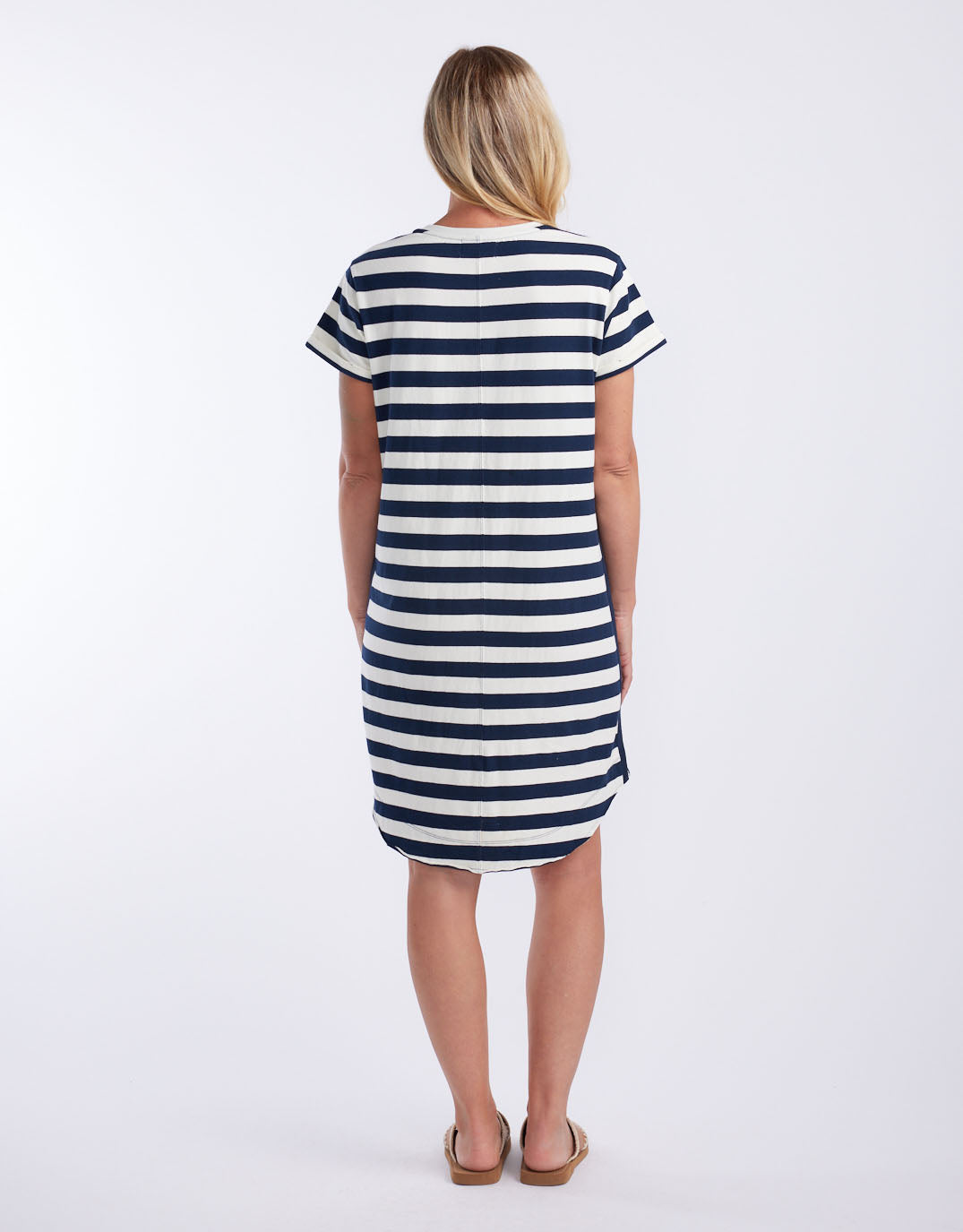 White & Co. Turn Back Tee Short Dress (Navy / White Stripe)
