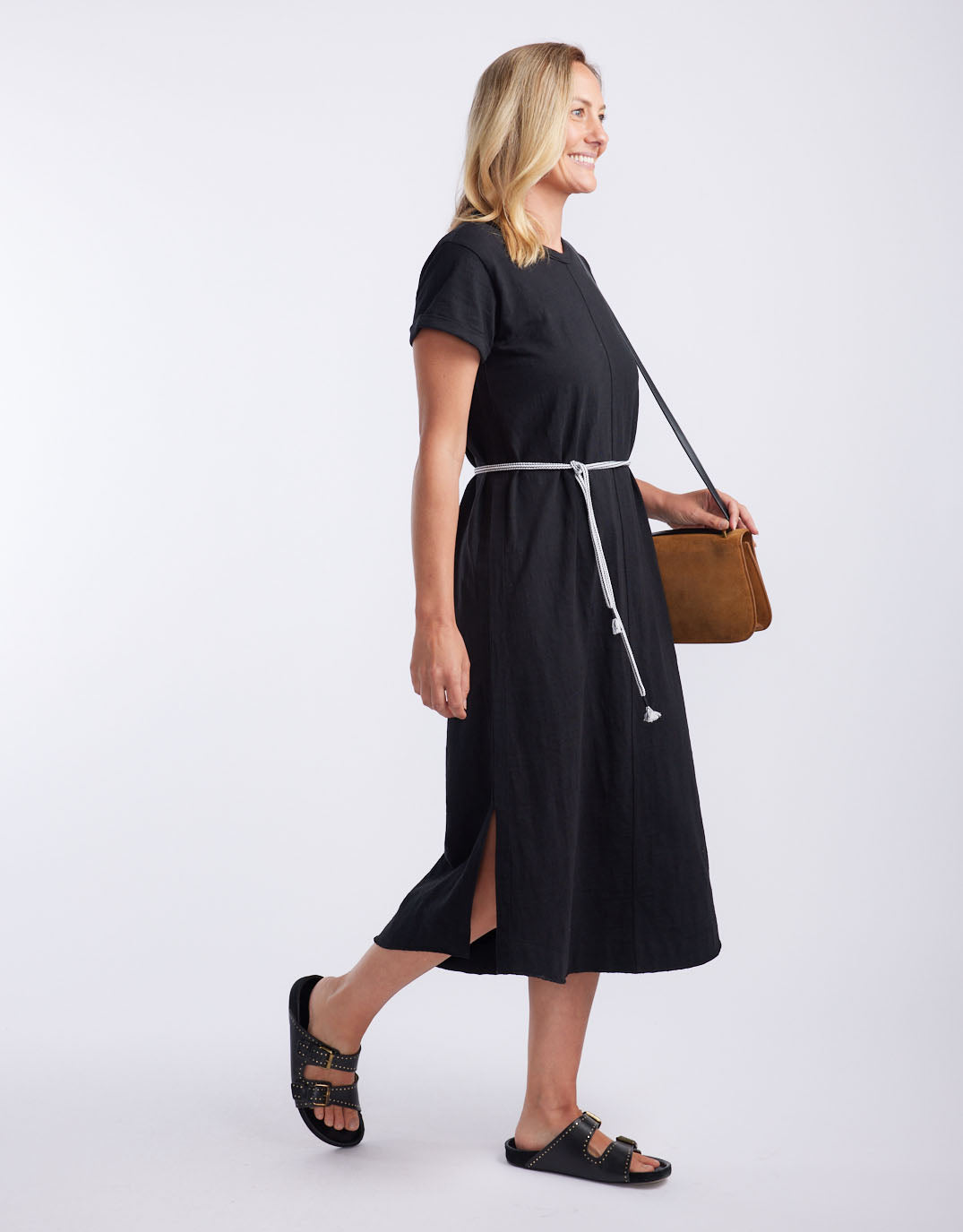 White & Co. Turn Back Tee Midi Dress (Black)