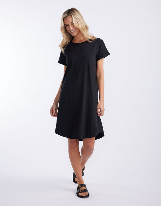 Turn Back Tee Short Dress - (Black)