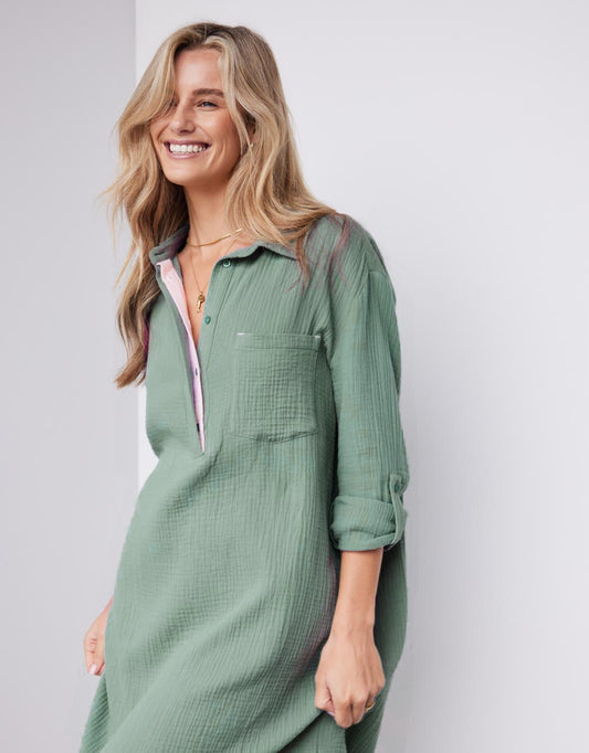 St Barts Dress - (Sage / Ice Pink)