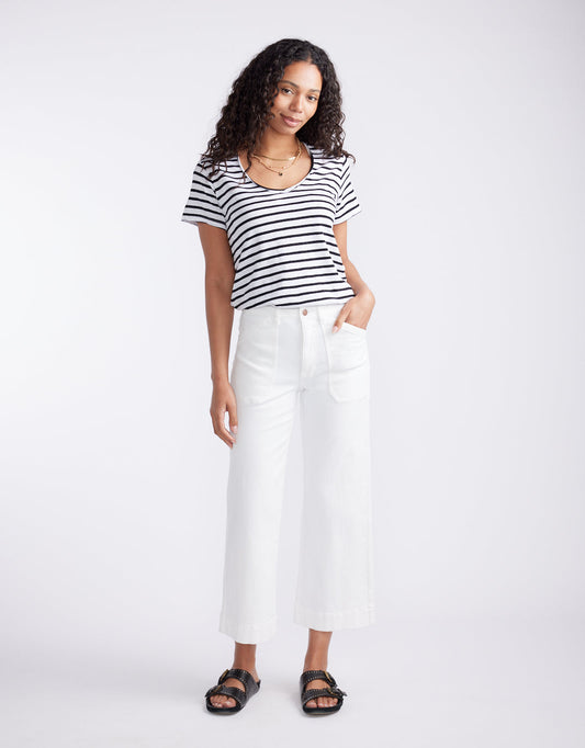 White & Co. Catalina Cropped Wide Leg Jeans (White)