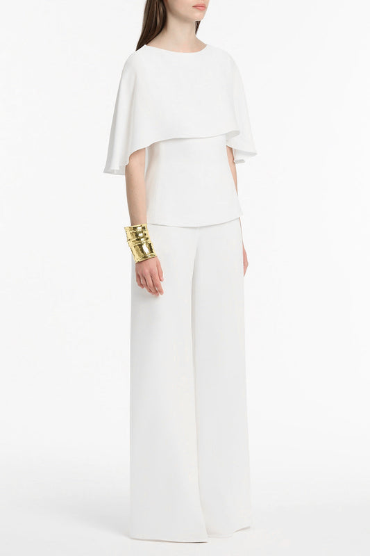 Carla Zampatti Crepe Cape Top (White)