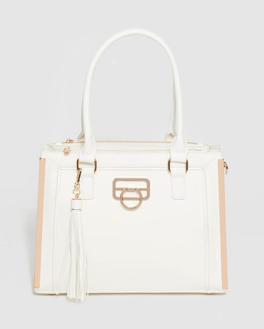 Colette Fabiana Tassel Tech Tote Bag (White)