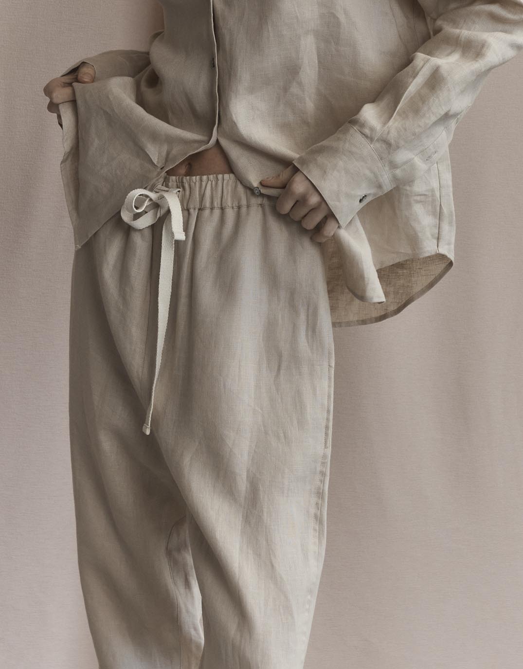 White by FTL Abigail Linen Pant (Oatmeal)