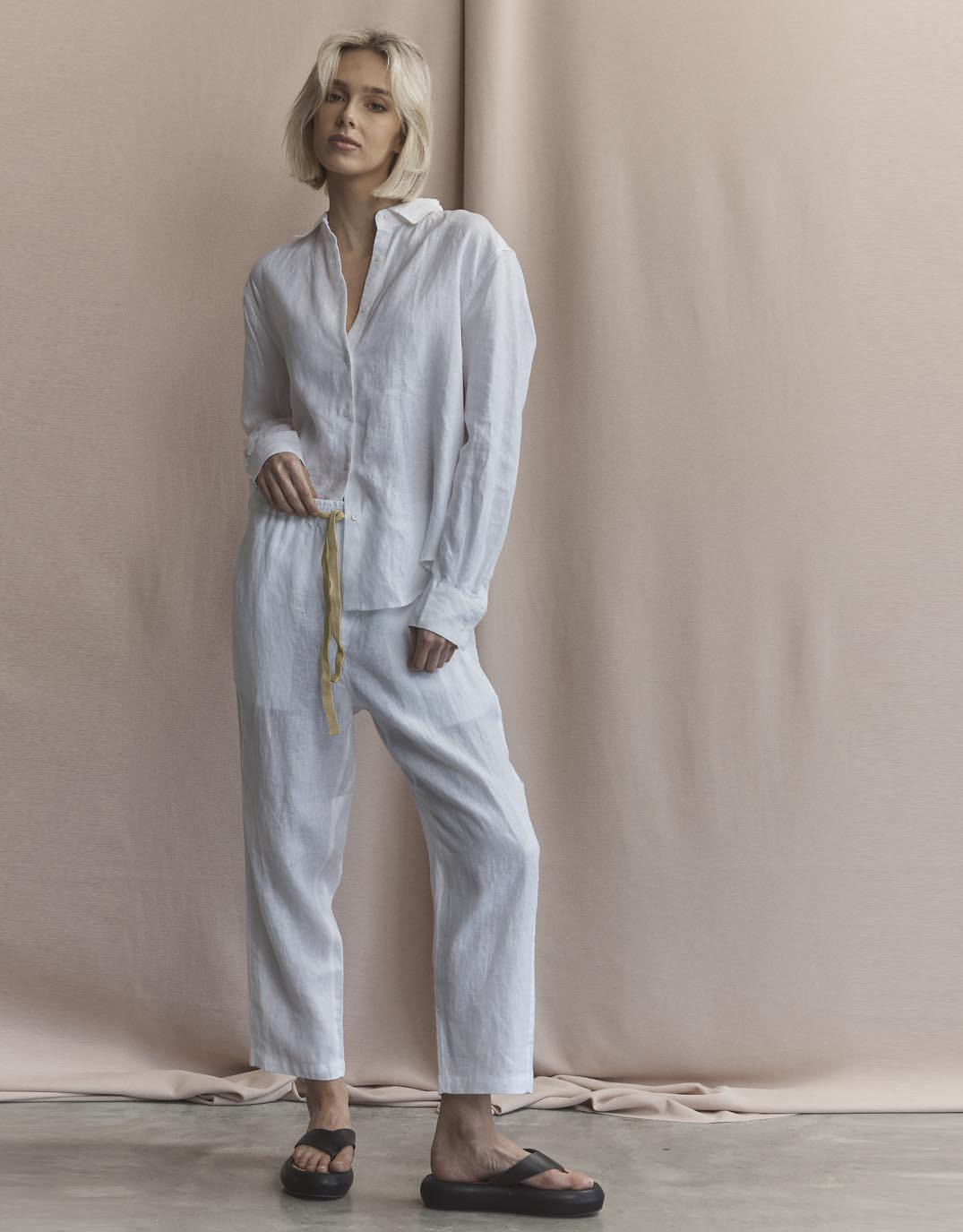 by FTL Abigail Linen Pant White (White)