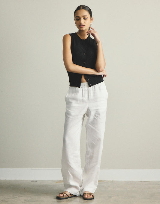 Kyra Button Tank - (Black)