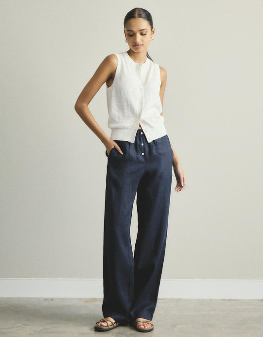 Kyra Button Tank - (White)