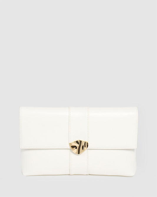 Colette Polly Flap Clutch Bag (White)