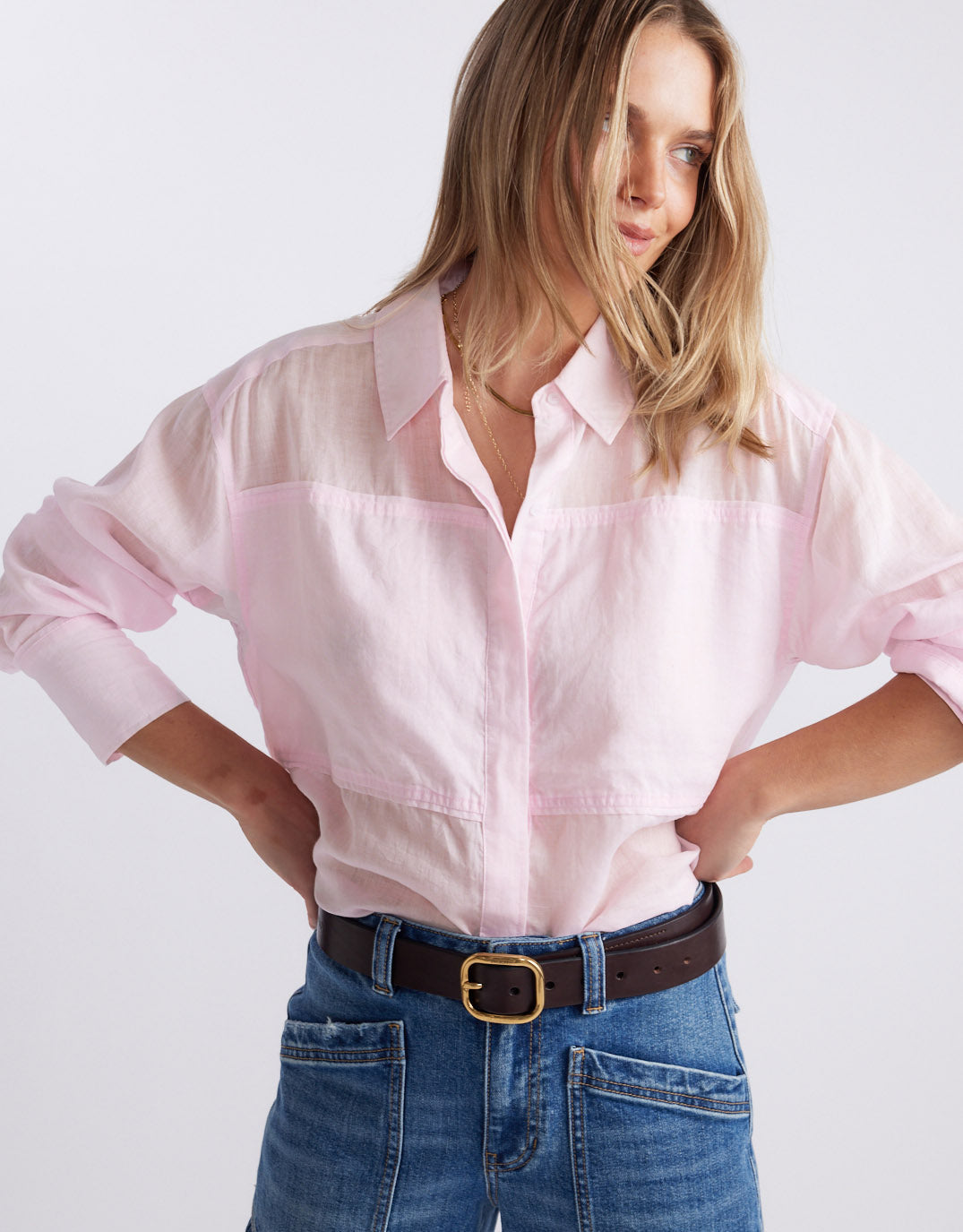 White & Co. Chloe Panel Shirt (Pink)