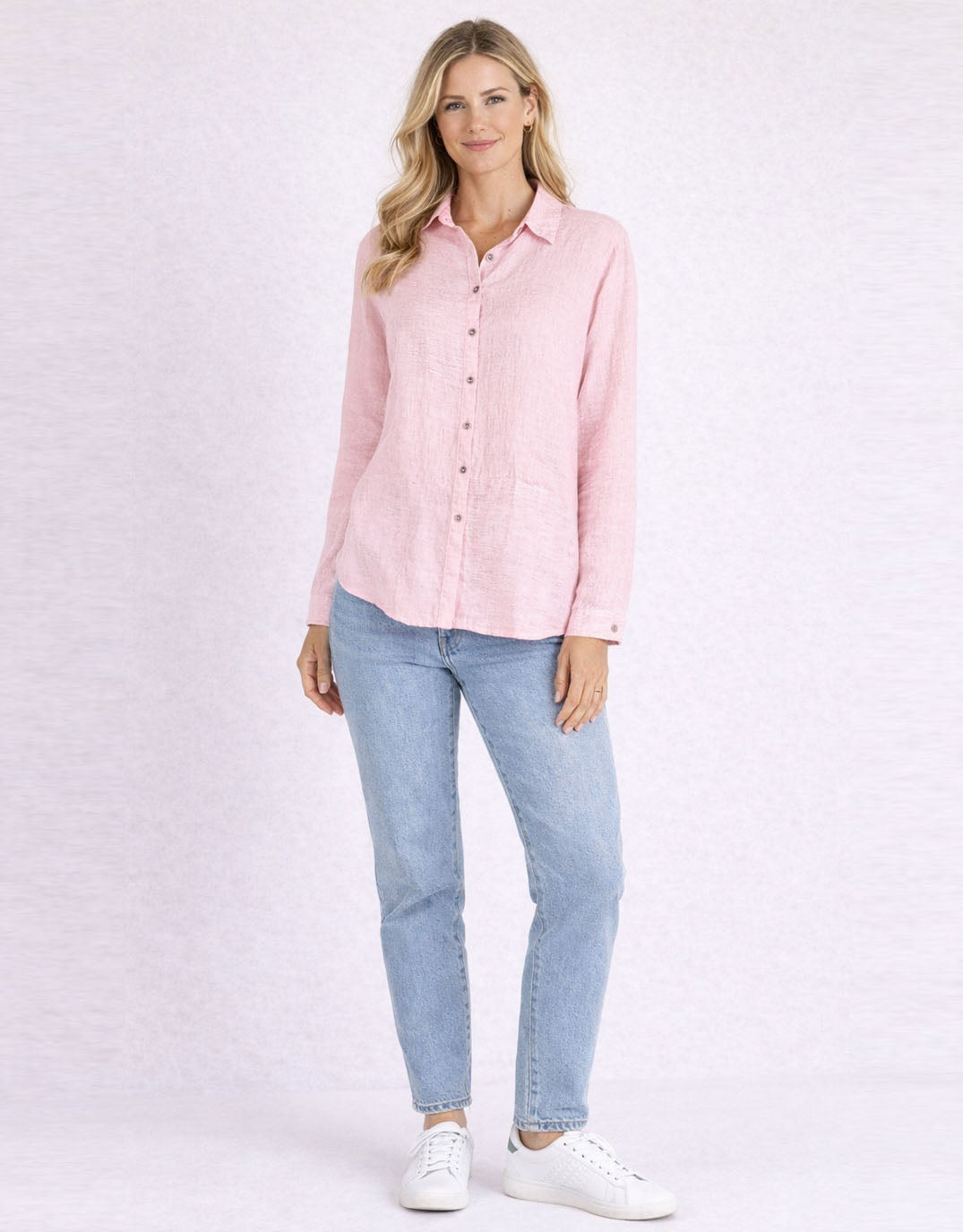 Worthier The Label Veya Linen Shirt (Soft Pink)