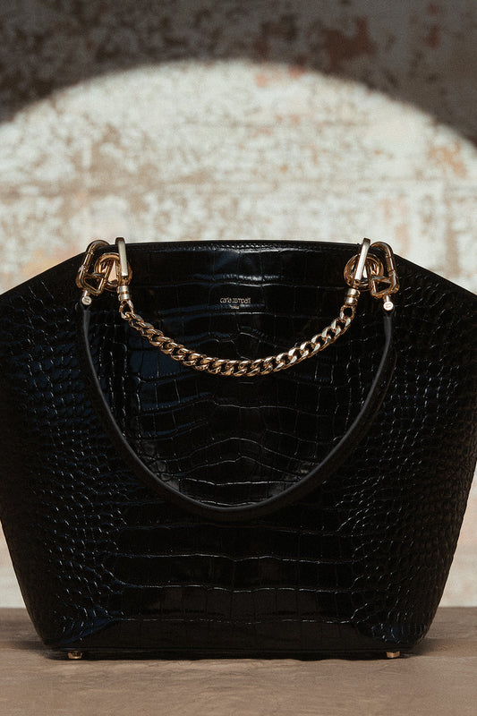 Image of Bags. Product name - Black Medium Milano Tote Bag in Black colour by brand - Carla Zampatti