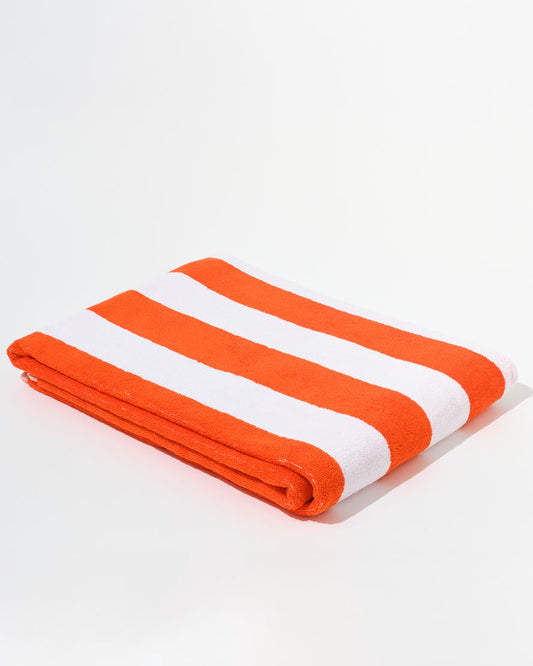 Image of Towels. Product name - Towel Set Wide Stripe in Orange in colour by brand - Aeyre