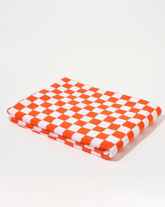Image of Towels. Product name - Towel Set Small Check in Orange in colour by brand - Aeyre