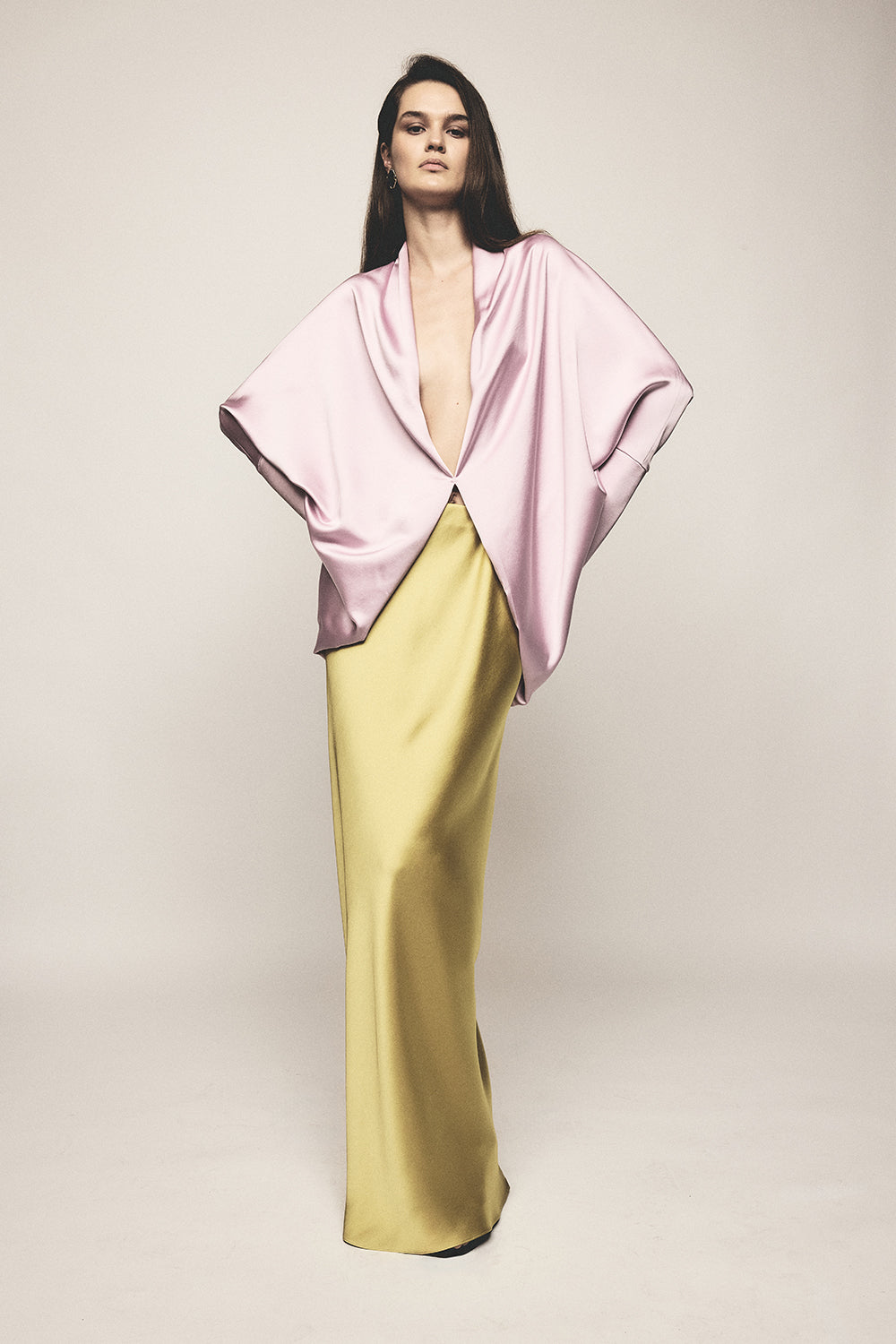 Carla Zampatti Pear Lustre Satin Bias Skirt (Green)