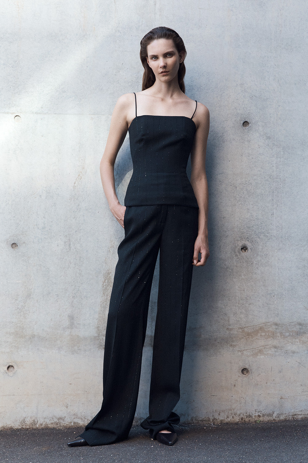 Carla Zampatti Starlight Twill Wide Leg Pant (Black)