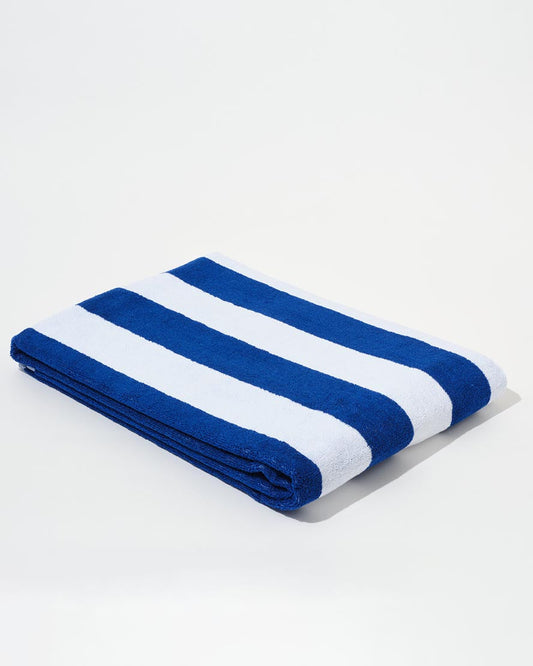 Image of Towels. Product name - Towel Set Wide Stripe in Cobalt in colour by brand - Aeyre