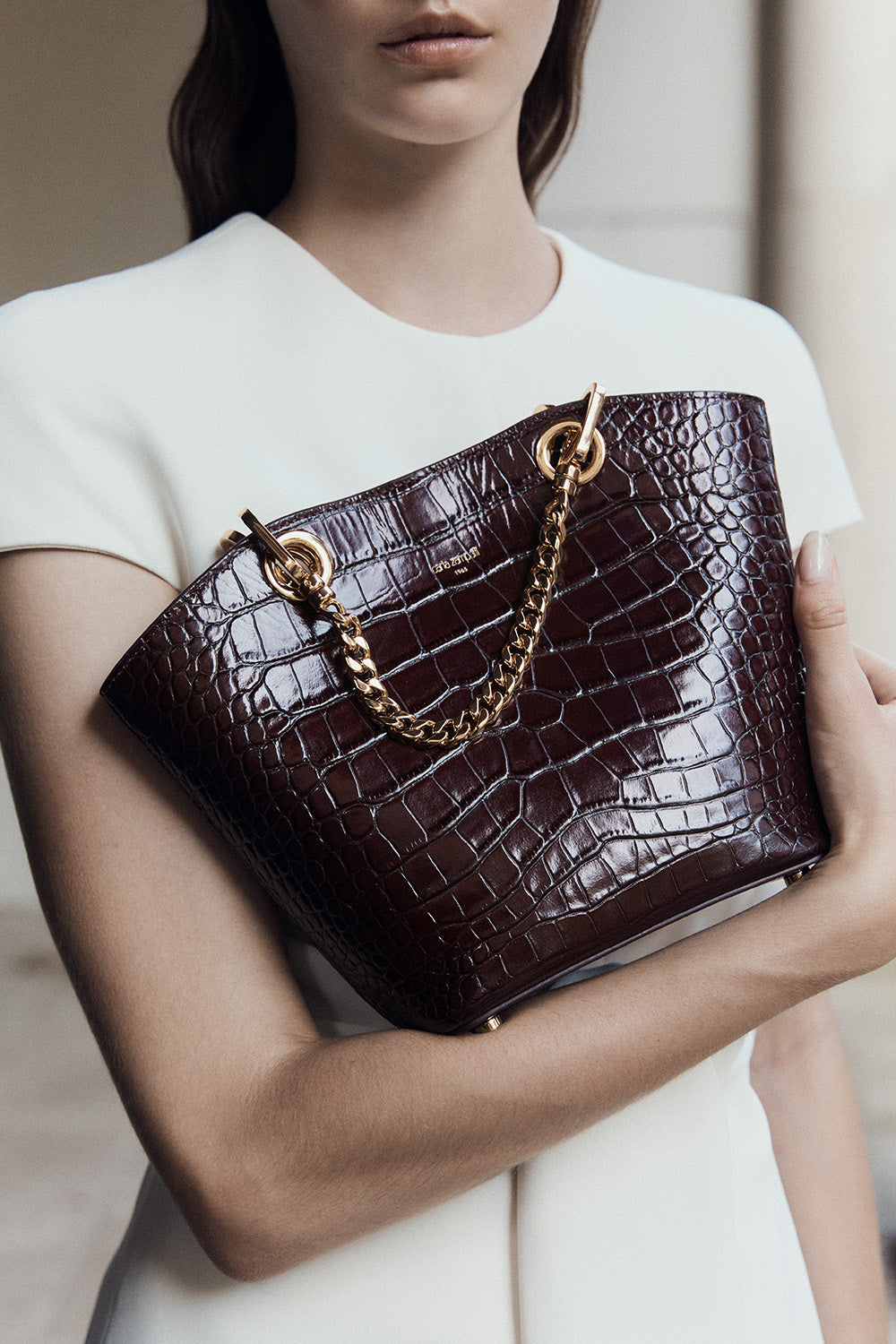 Image of Bags. Product name - Burgundy Mini Milano Tote Bag in Red colour by brand - Carla Zampatti