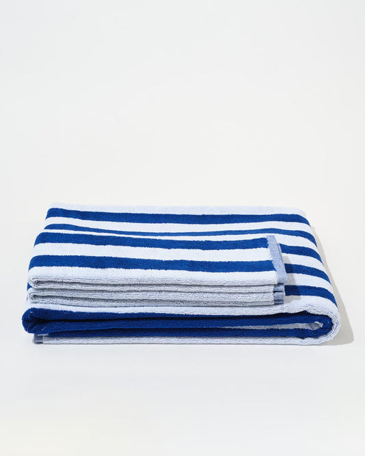 Aeyre Towel Set Narrow Stripe in Cobalt