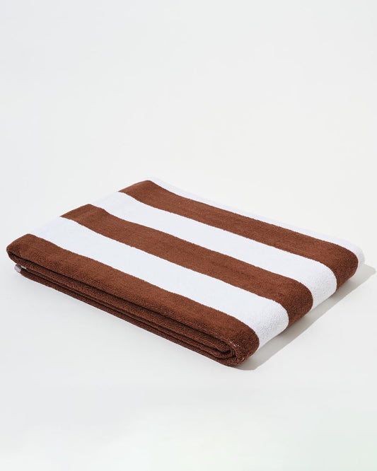 Image of Towels. Product name - Towel Set Wide Stripe in Brown in colour by brand - Aeyre