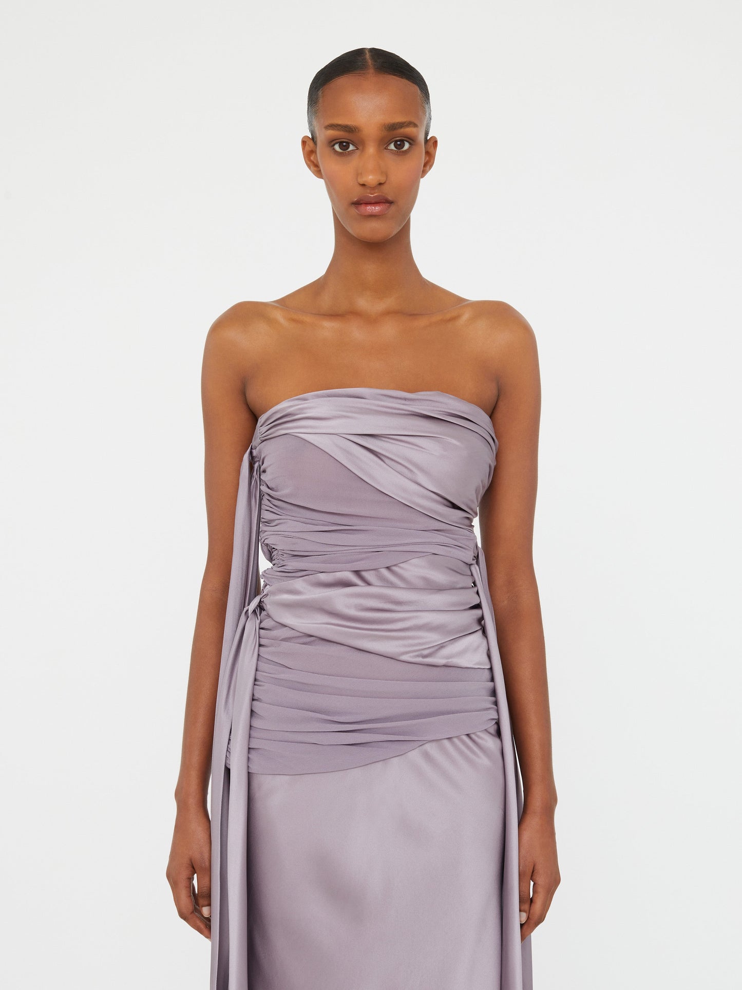 Christopher Esber Knotted Silk Gather Midi Dress (Mauve)