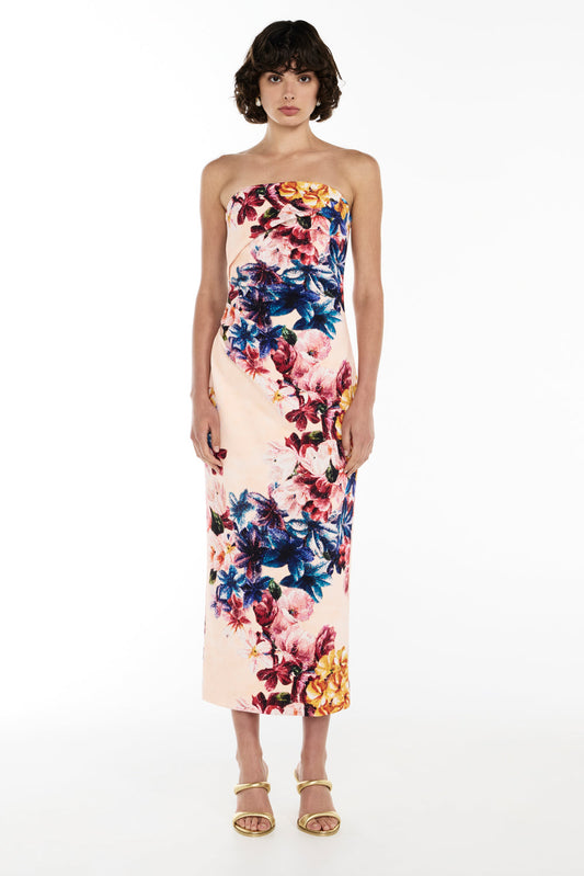 Image of Dresses. Productname: Scattered Strapless Dress in Floral colour by brand - Manning Cartell